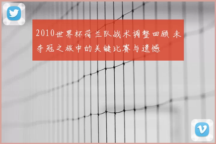 2010世界杯荷兰队战术调整回顾 未夺冠之旅中的关键比赛与遗憾