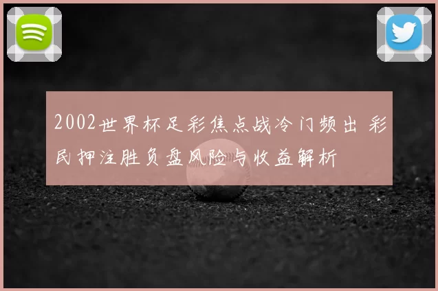 2002世界杯足彩焦点战冷门频出 彩民押注胜负盘风险与收益解析
